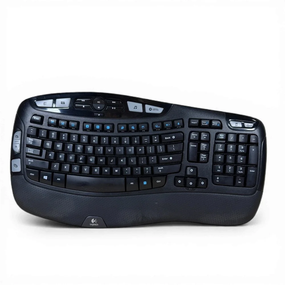 Logitech K350 Keyboard Wave Comfort Ergonomic Wireless Keyboard Black No Dongle